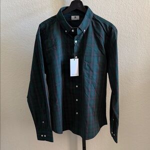 Social Coast Classic Men's Dark Green Plaid Shirt